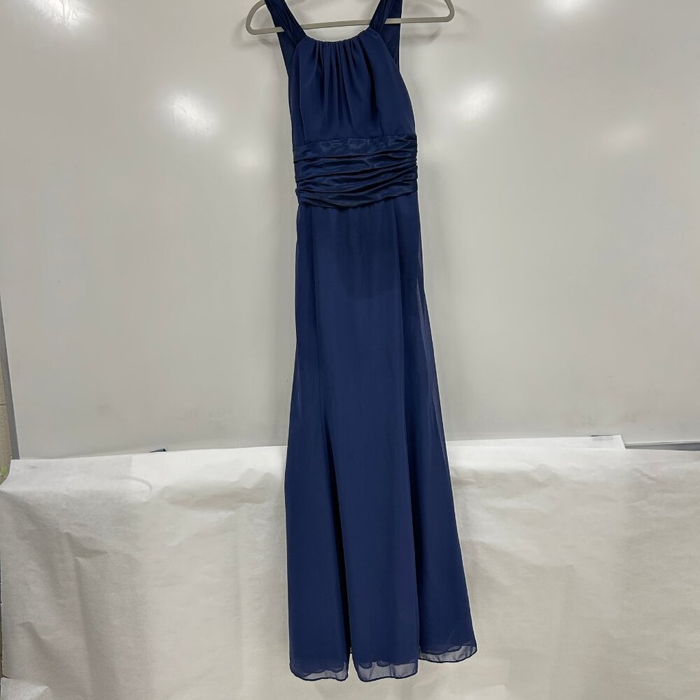 David’s Bridal Navy Halter Gown Size 10 | Formal Bridesmaid Prom Wedding Maxi
